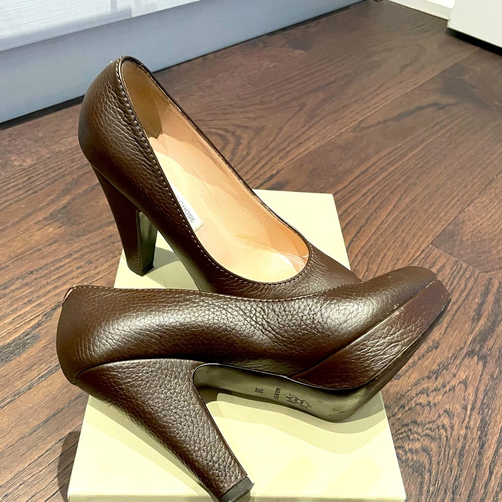 L’Autre Chose brown leather platform heels